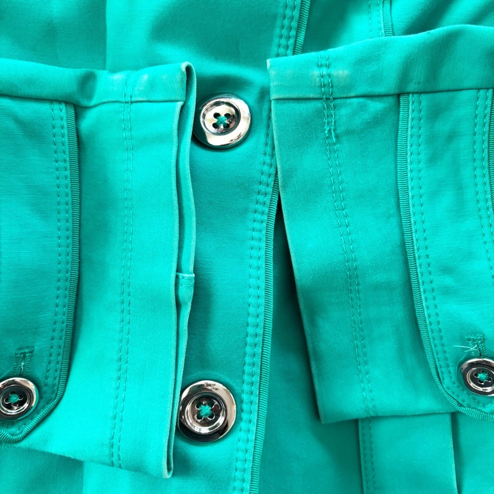 White House Black Market Green Swing Double Breasted Jacket SZ 8 Worn 1X - Picture 8 of 10